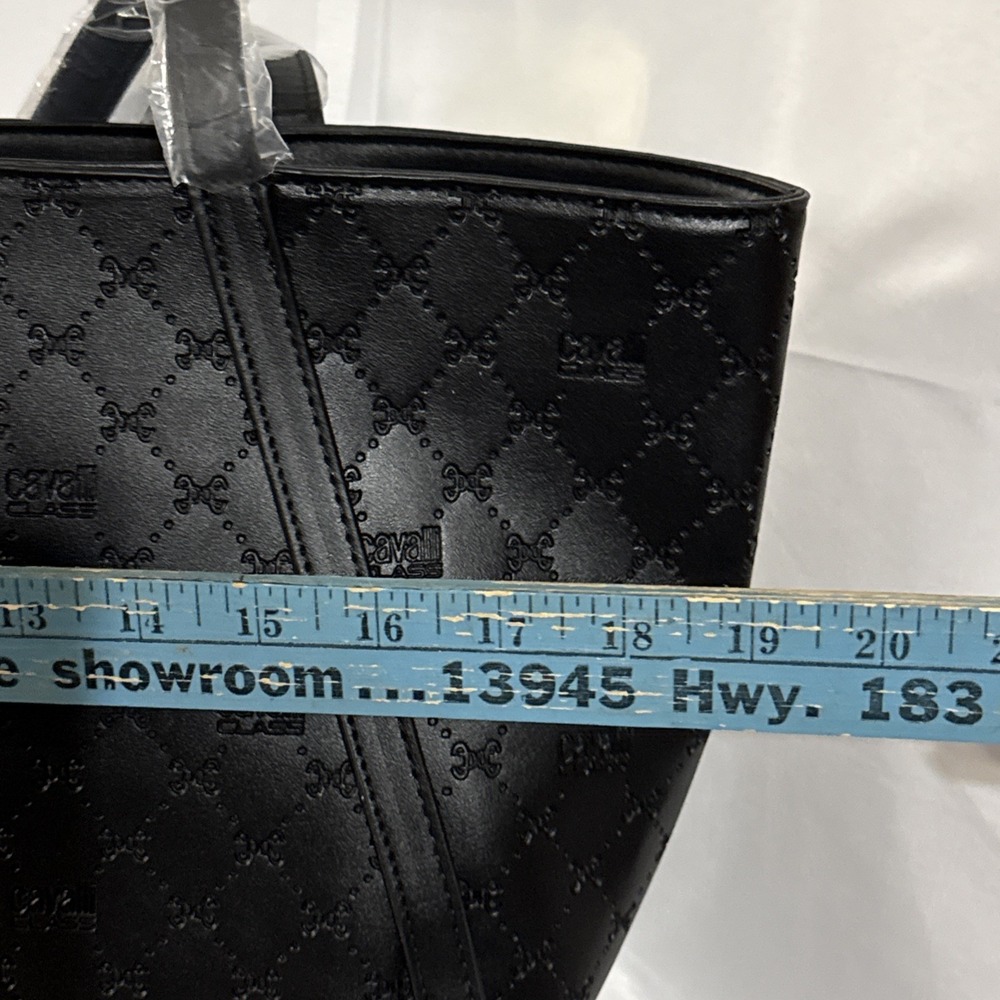 Cavalli Class XL Sandra Black Deboss Shopper Tote NWT $118 MSRP - Picture 10 of 12